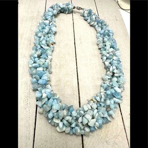 925 Aquamarine Gorgeous Stone Nugget Sterling Necklace